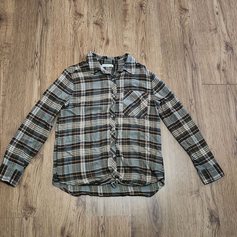 Arizona Jean Company Olive, Black & Tan Plaid Shirt